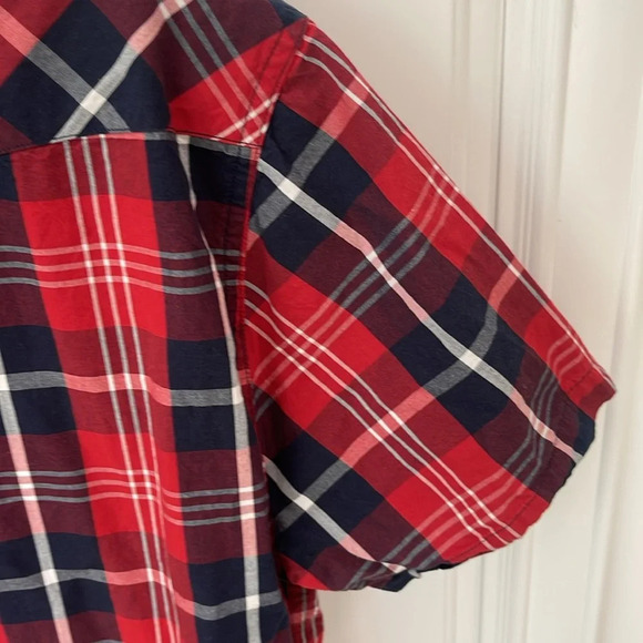 Levi's Men’s Pearl Snap Check Plaid Cotton Lightweight Western Shirt Red Size L - Picture 8 of 12